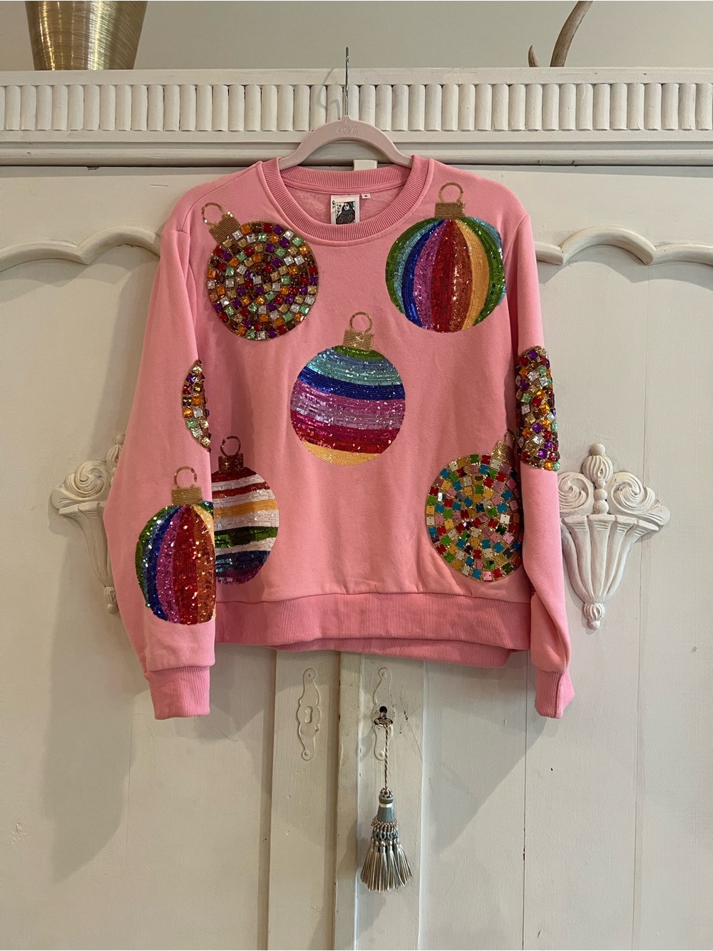 Queen of Sparkles Christmas Ornament Crewneck Sweatshirt sequin